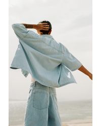 Pull&Bear - Denim Striped Short Sleeve Shirt - Lyst