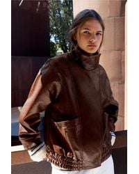 Pull&Bear - Leather Effect Jacket With High Neck - Lyst