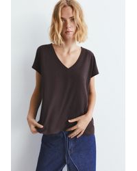 Pull&Bear - V-Neck Linen Blend T-Shirt - Lyst