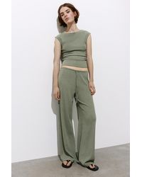 Pull&Bear - Wide-Leg Crepe Trousers - Lyst
