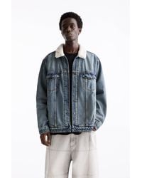 Pull&Bear - Denim Jacket With Faux Fur Collar - Lyst