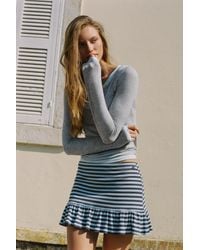 Pull&Bear - Striped Ruffled Mini Skirt - Lyst