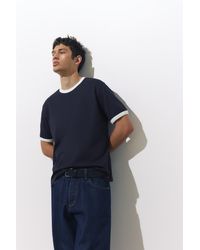Pull&Bear - Contrast Trim T-Shirt - Lyst
