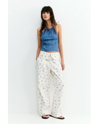 Pull&Bear - Floral Turn-Up Waist Trousers - Lyst
