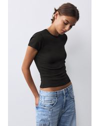 Pull&Bear - Ribbed Short Sleeve T-Shirt - Lyst