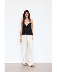 Pull&Bear - Ruffled Linen Top - Lyst