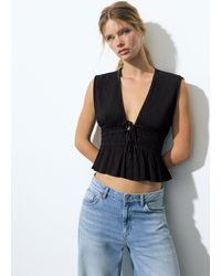 Pull&Bear - Crepe Top With Ties - Lyst