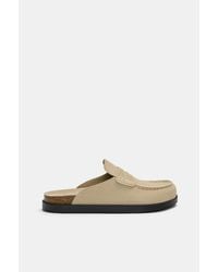 Pull&Bear - Clogs Mit Zierblende Aus Leder - Lyst