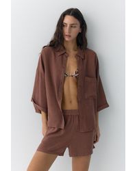 Pull&Bear - Linen Blend Shirt - Lyst