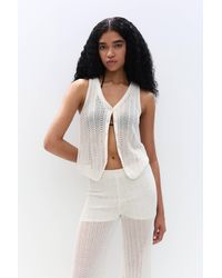 Pull&Bear - Crochet Buttoned Vest - Lyst