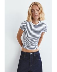 Pull&Bear - Ribbed Short Sleeve T-Shirt - Lyst