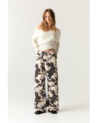 Pull&Bear - Cow Print Baggy Trousers - Lyst