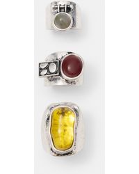 Pull&Bear - 3-Pack Ringen Met Steen - Lyst