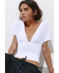 Pull&Bear - Gathered V-Neck Top - Lyst
