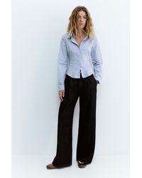 Pull&Bear - Fitted Poplin Shirt With Pleats - Lyst