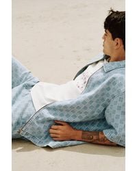 Pull&Bear - Checked Zip Denim Shirt - Lyst