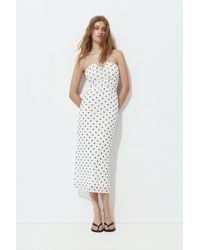 Pull&Bear - Polka Dot Midi Dress - Lyst