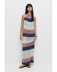 Pull&Bear - Häkel-Midikleid Mit Streifen - Lyst