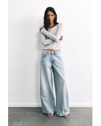 Pull&Bear - Rhinestone Wide-Leg Jeans - Lyst