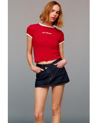 Pull&Bear - Crossover Waist Denim Skort - Lyst