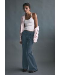 Pull&Bear - Striped Flared Trousers With Belt - Lyst