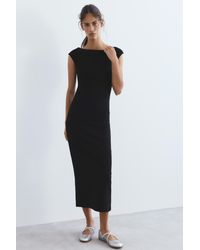 Pull&Bear - Short Sleeve Midi Dress - Lyst