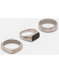 Pull&Bear - Pack Of 3 Steel Rings - Lyst