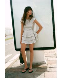 Pull&Bear - Short Checked Dress With Ruffled Hem - Lyst