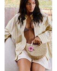 Pull&Bear - Embellished Raffia Basket Handbag - Lyst