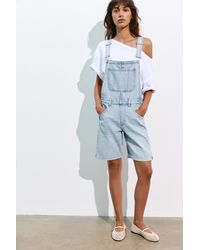 Pull&Bear - Short Denim Dungarees - Lyst
