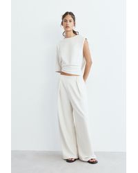 Pull&Bear - Wide Leg Broek Met Plooien En Soft Touch - Lyst