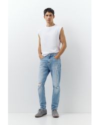 Pull&Bear - Jean Slim Déchiré - Lyst