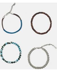 Pull&Bear - 4-Pack Of Beaded And Chain Bracelets - Lyst