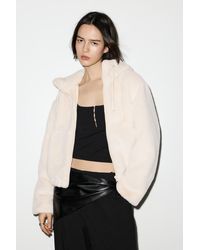 Pull&Bear - Faux Fur Hooded Jacket - Lyst