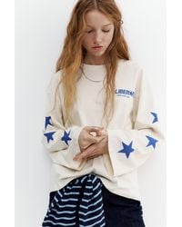 Pull&Bear - Long Sleeve T-Shirt With Star Graphic - Lyst