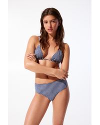 Pull&Bear - Gingham Check High-Waist Bikini Bottoms - Lyst