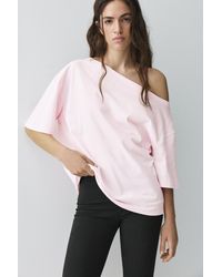 Pull&Bear - Asymmetric Short Sleeve T-Shirt - Lyst