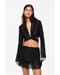 Pull&Bear - Ruffled Sequinned Mini Skirt - Lyst