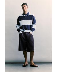 Pull&Bear - Bermuda En Jean Wide Leg À Pinces - Lyst