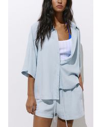 Pull&Bear - Short Sleeve Linen Blend Shirt - Lyst