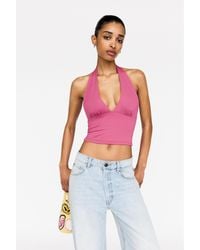Pull&Bear - Open Back Halter Top - Lyst