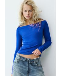 Pull&Bear - Fitted Straight Neckline T-Shirt - Lyst