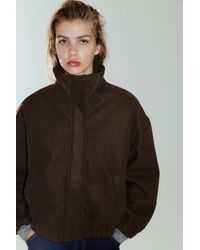 Pull&Bear - Cloth Bomber Jacket With A High Neck - Lyst