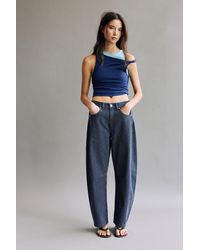Pull&Bear - Striped Balloon Jeans With Seams - Lyst