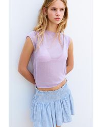 Pull&Bear - Short Sleeve Open Back Knit Top - Lyst