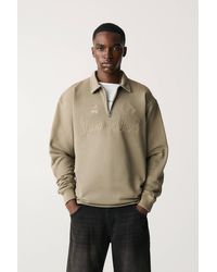 Pull&Bear - Zip-Up Sweatshirt With Polo Collar - Lyst