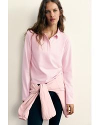 Pull&Bear - Langärmliges Poloshirt - Lyst