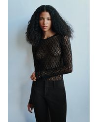 Pull&Bear - Long Sleeve Lace Bodysuit - Lyst