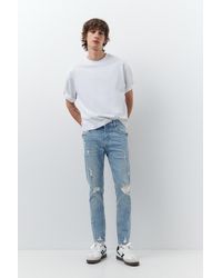 Pull&Bear - Ripped Skinny Jeans - Lyst