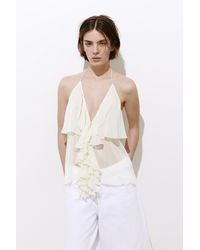 Pull&Bear - Halter Top With Ruffles - Lyst